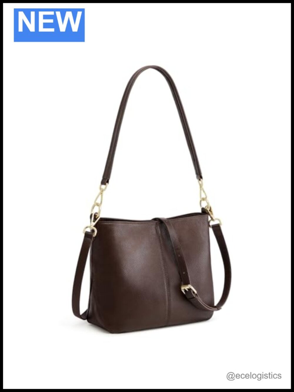 Genuine Leather Hobo Crossbody Bag with 2 Straps, Multi-Pocket Satchel